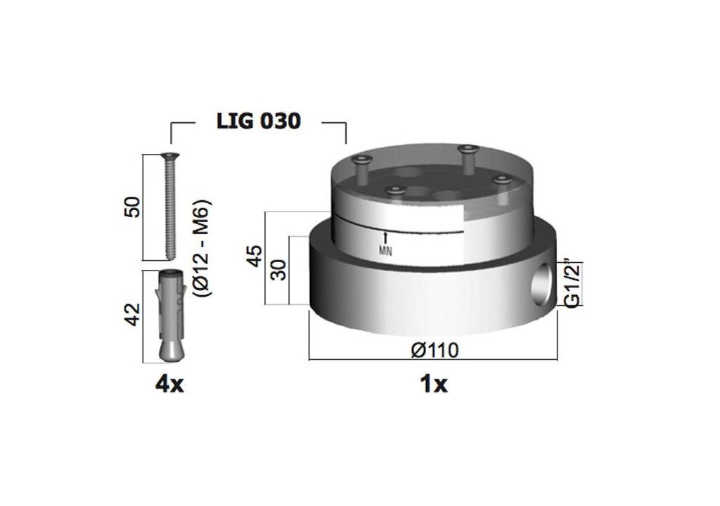 

Скрытая часть Paffoni Light LIG030 для напольного смесителя, Хром, Light LIG030