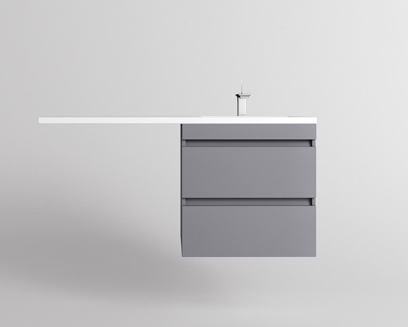 

Тумба с раковиной Style Line Даллас Леон 120 R Люкс Plus подвесная, 2 ящика, серый, Серый матовый, СС-00002451
