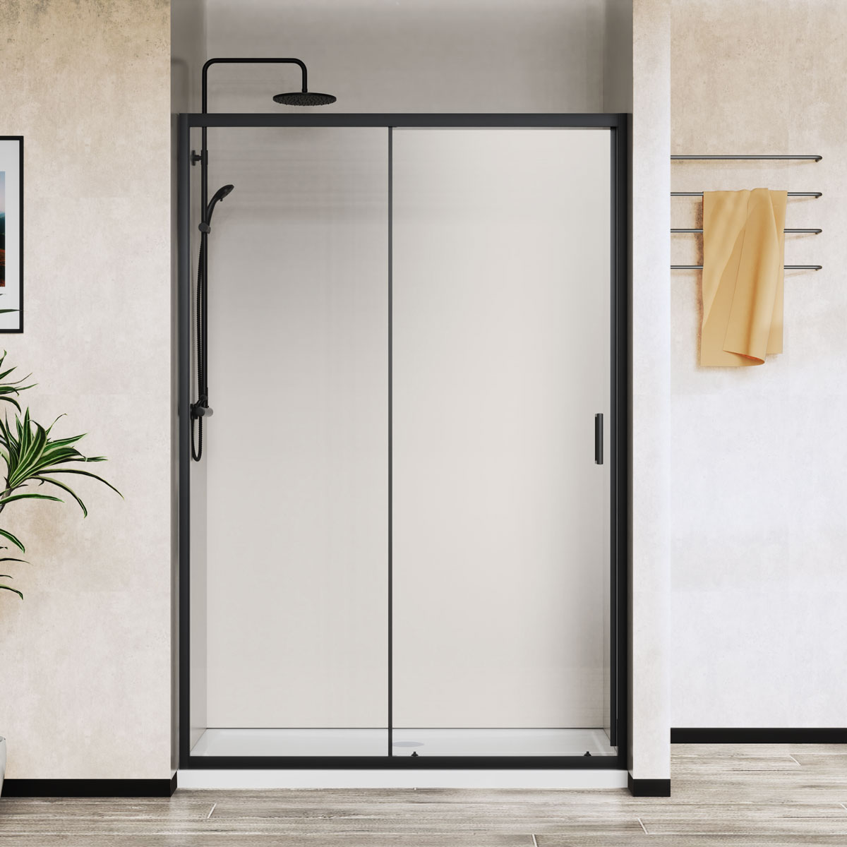 

Душевая дверь в нишу Vincea City VDS-5CT130CLB 130x195 профиль черный, стекло прозрачное, VDS-5CT130CLB