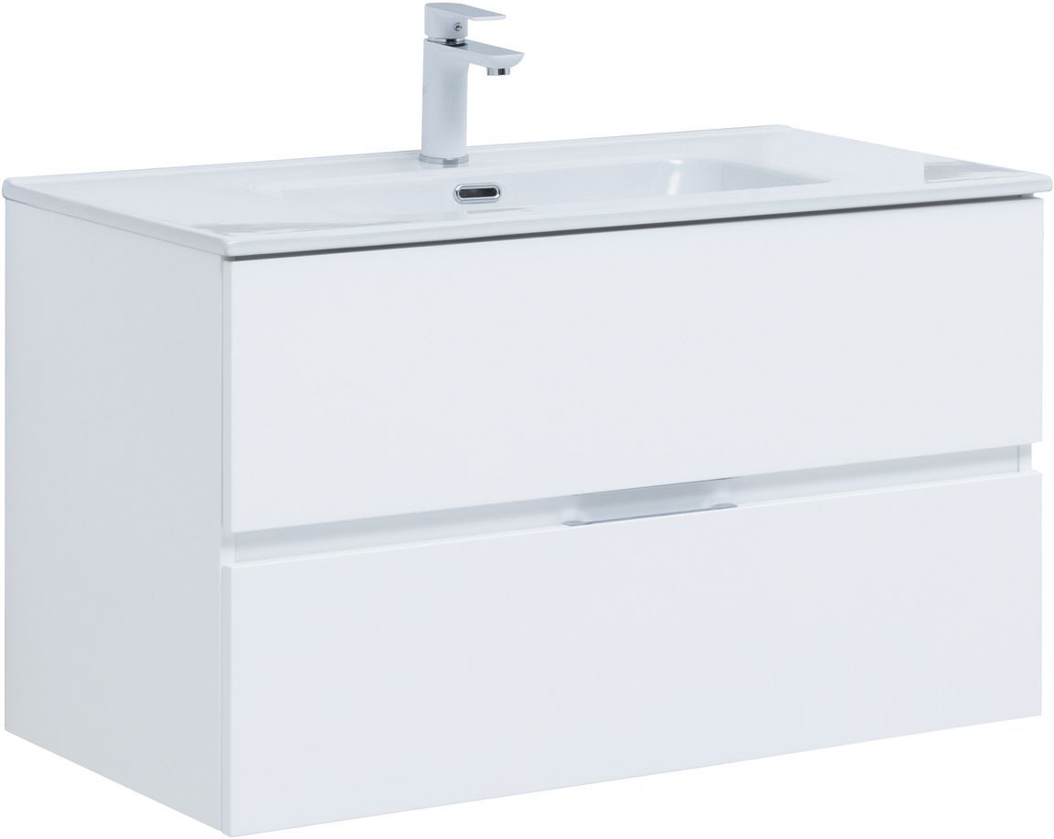 

Тумба с раковиной Aquanet Алвита New 90 2 ящика, белая матовая, Белый, Алвита New 90