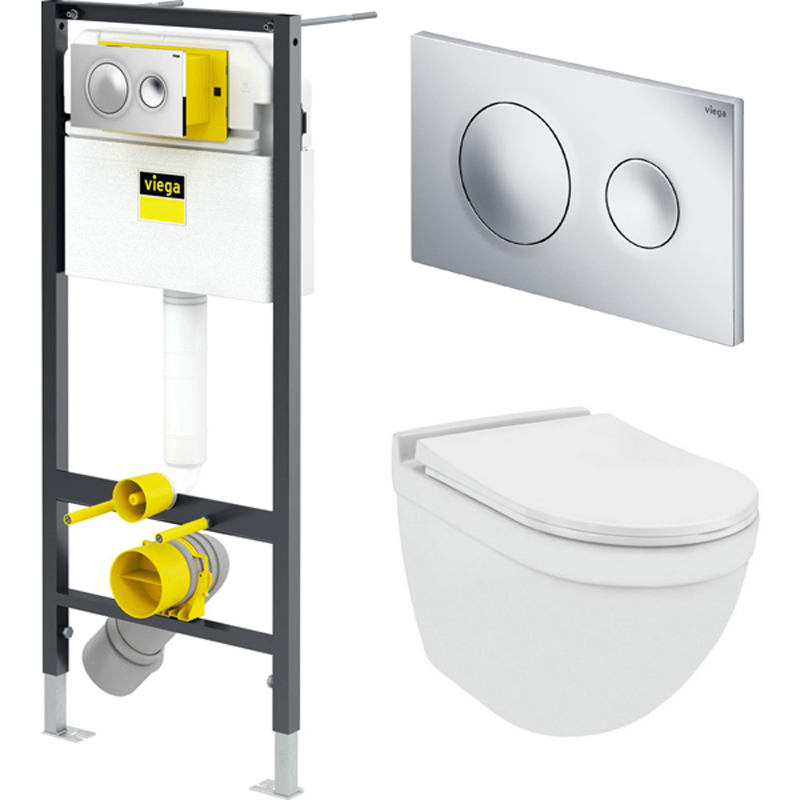 

Унитаз подвесной с инсталляцией и кнопкой Viega Prevista Dry VIEGA-WC-SET-10, Белый, VIEGA-WC-SET-10