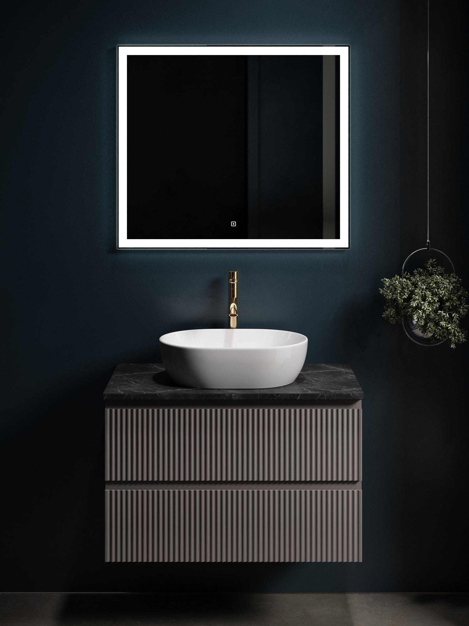 

Мебель для ванной Sancos Snob R 80 подвесная, столешница black sky, Doha Soft (с отверстием под смеситель), Серый, Snob R SNR80SM