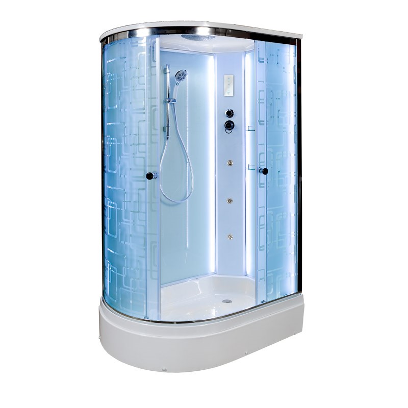 

Душевая кабина AvaCan EM3012RLED+GM, 120х90х220 см, стекло с узором, профиль хром, EM3012RLED+GM