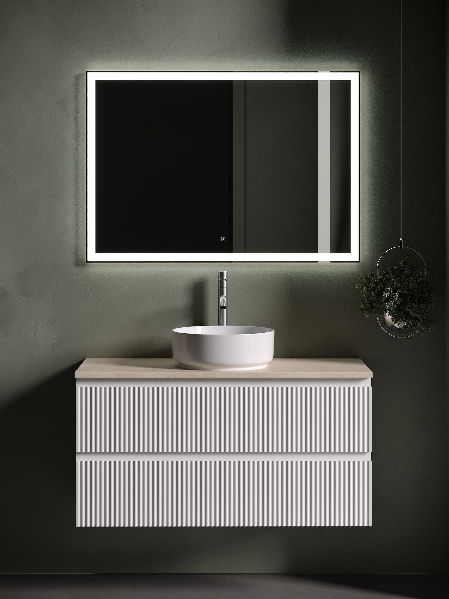 

Мебель для ванной Sancos Snob R 100 подвесная, столешница kreman, Bianco (с отверстием под смеситель), Белый, Snob R SNR100W