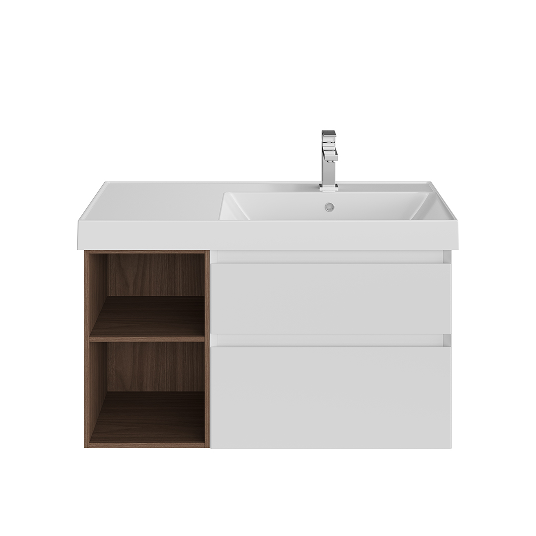 

Тумба с раковиной Kerama Marazzi Cubo 90 R подвесная, белый/структурированный орех, Белый/дерево, CUB.90.2Rh\WHTM.N