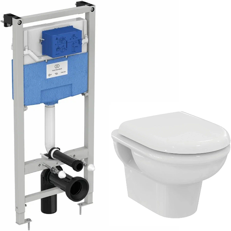 

Комплект унитаз с инсталляцией Ideal Standard X042601 сиденье с микролифтом, Белый, X042601