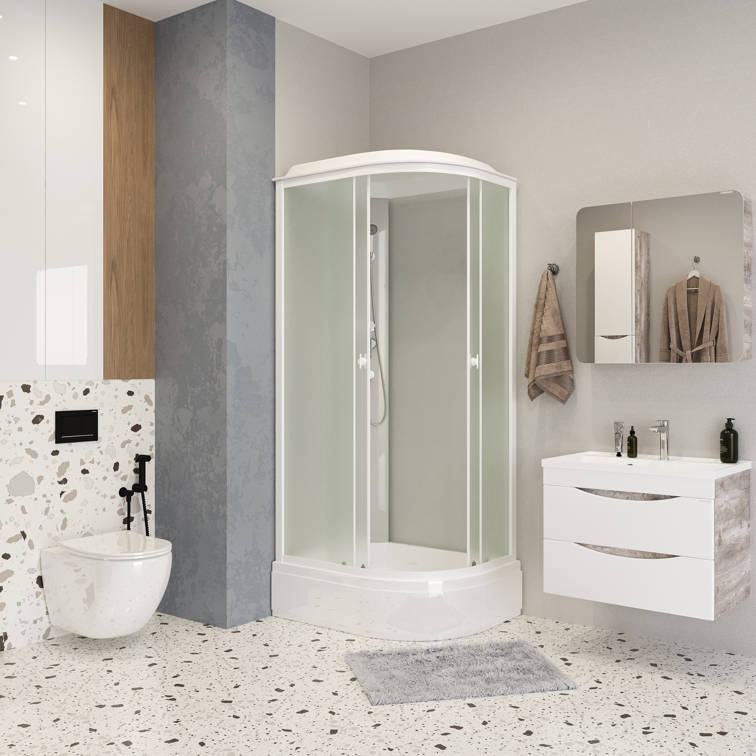 

Душевая кабина Niagara Promo P100/80/26L/MT 100х80 L стекло матовое, профиль белый, P100/80/26L/MT