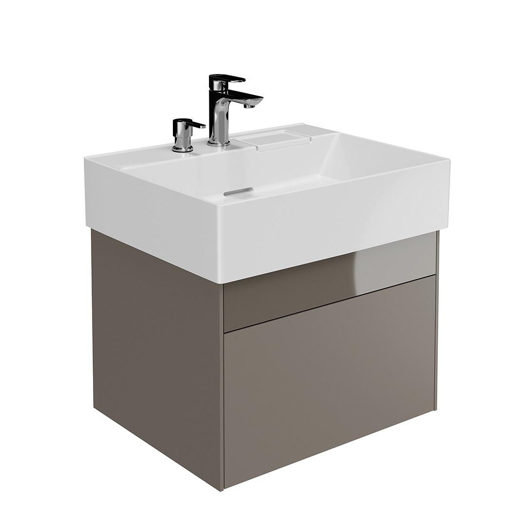 

Тумба с раковиной с 2 отверстиями Kerama Marazzi Logica 60 подвесная с 2 ящиками песчаный, Бежевый, Logica 60