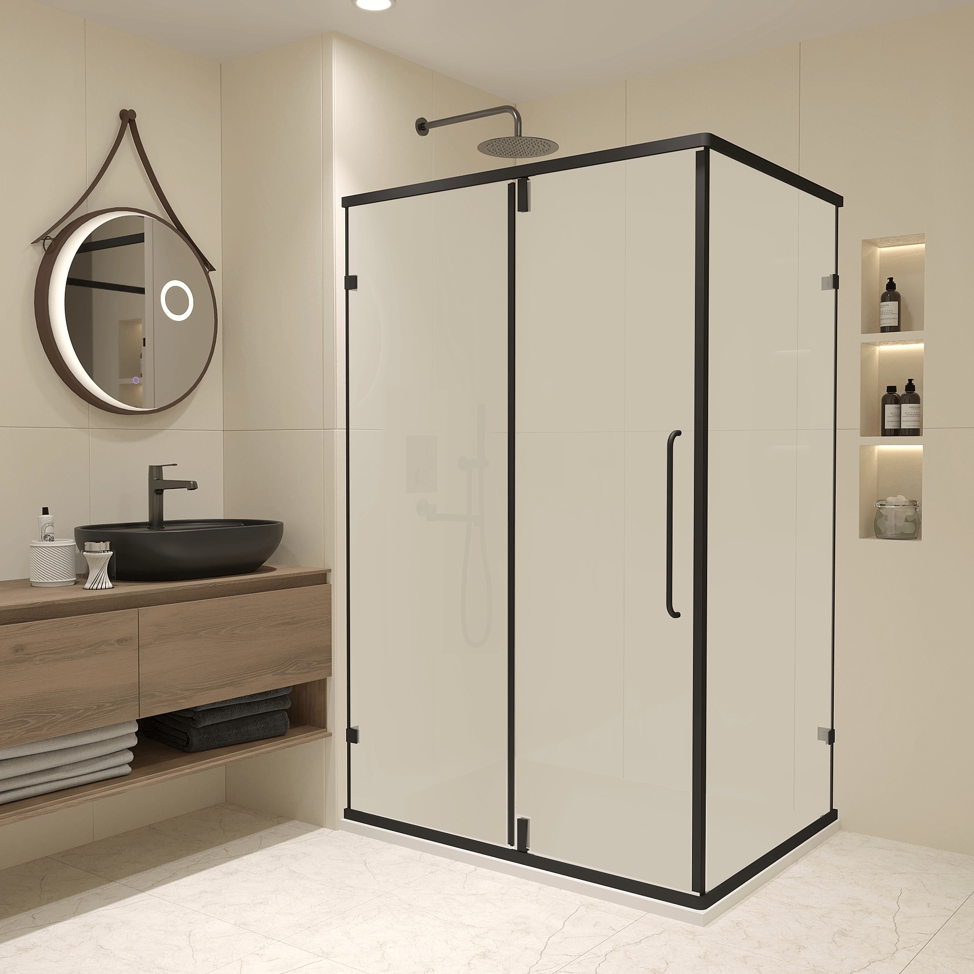 

Душевой уголок RGW Classic CL-046B 100х90 профиль черный, стекло матовое, CL-046B