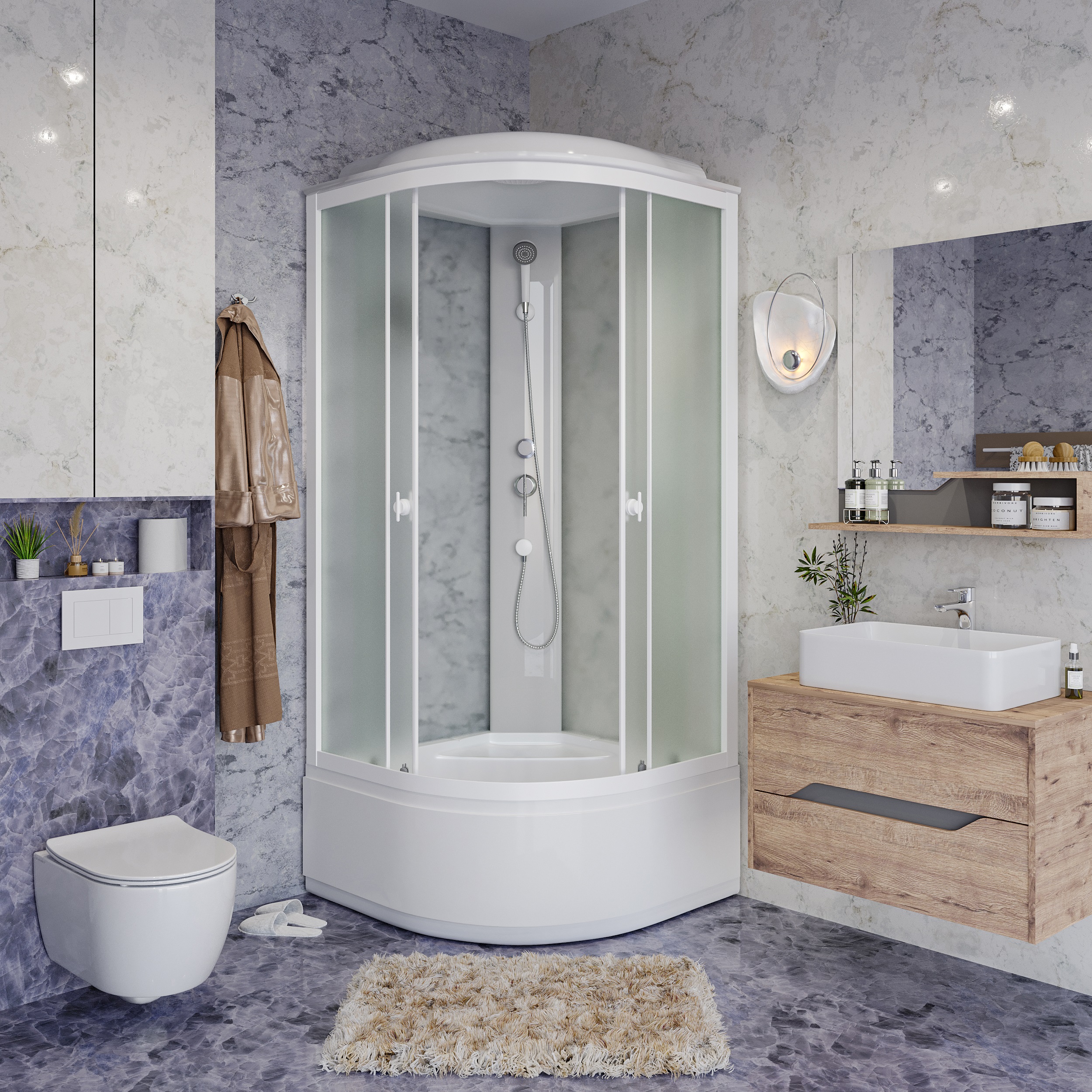 

Душевая кабина Niagara Promo P90/40/MT 90х90 стекло матовое, профиль белый, P90/40/MT