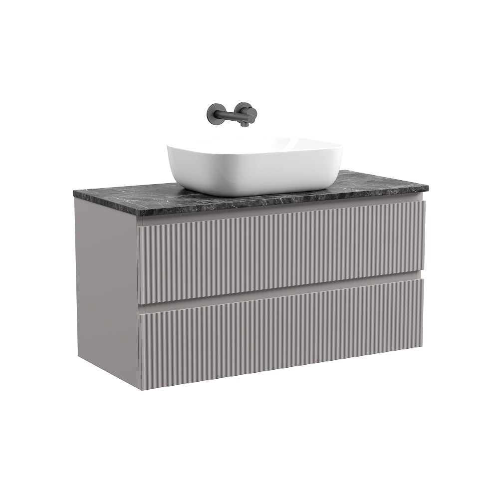 

Тумба со столешницей Sancos Snob R 100 подвесная, столешница black sky, Doha Soft (без отверстия под смеситель), Серый, Snob R SNR100SM