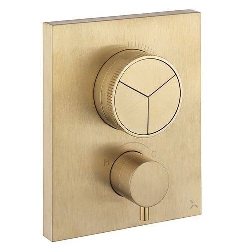 

Термостат для ванны с душем Almar Core Push Square E176683.HB на 3 потребителя, латунь брашированная (внешняя часть), E176683.HB