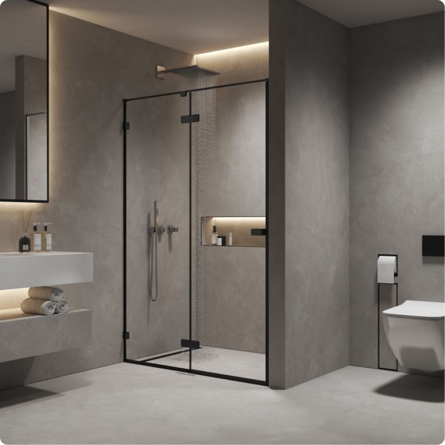 

Душевая дверь в нишу AQUAme AQM7408-2-14 140х200 см, стекло прозрачное, профиль черный, AQM7408-2-14