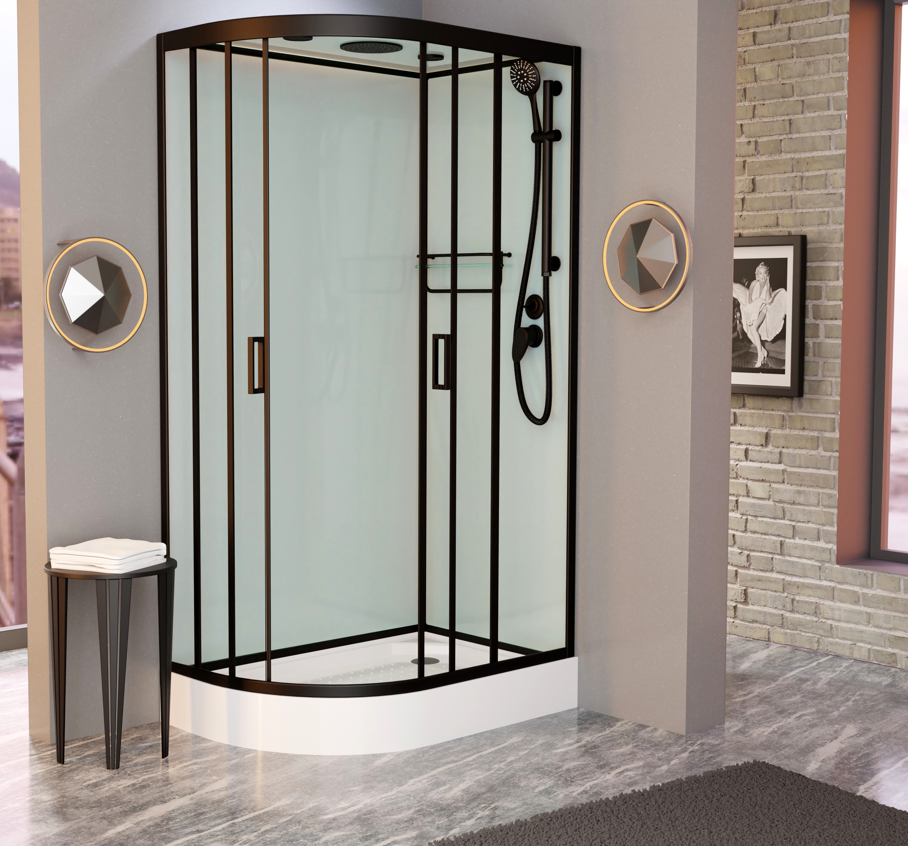 

Душевая кабина Frank F411R М Black матовое стекло, F411R М Black