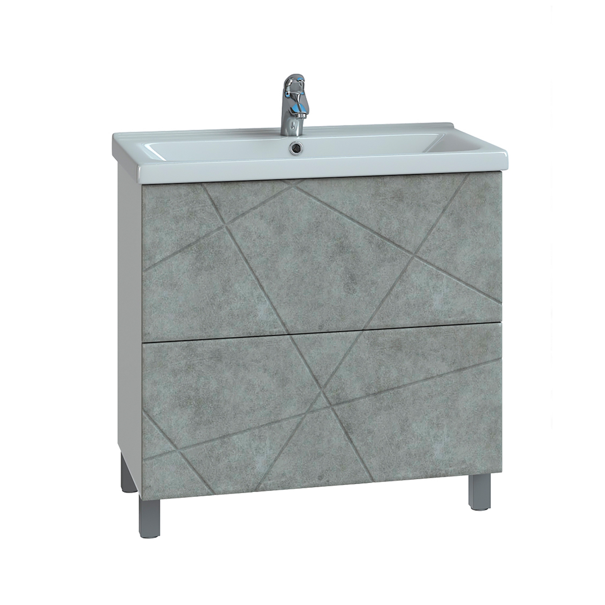 

Тумба с раковиной Vigo Geometry 80 напольная, 2 ящика, бетон (раковина Como 80), Geometry 025 бетон