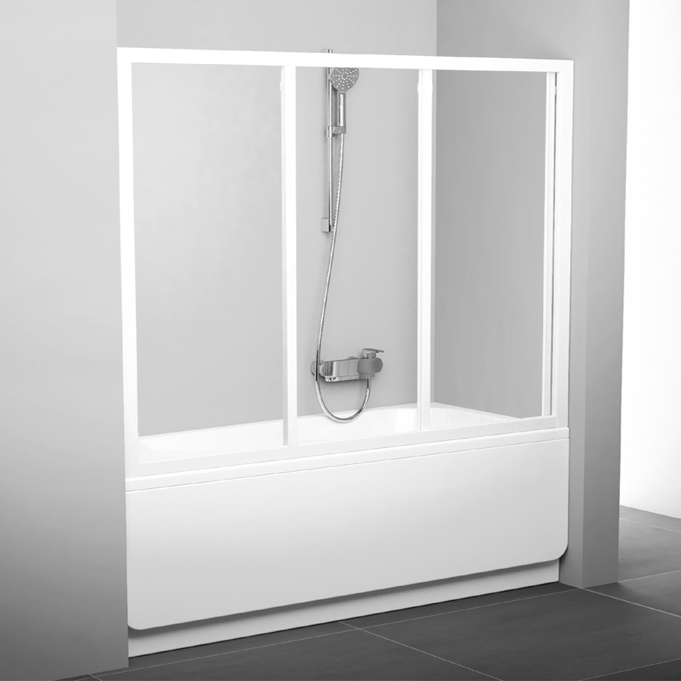 

Шторка на ванну Ravak AVDP3-160 Transparent, профиль белый, AVDP3-160