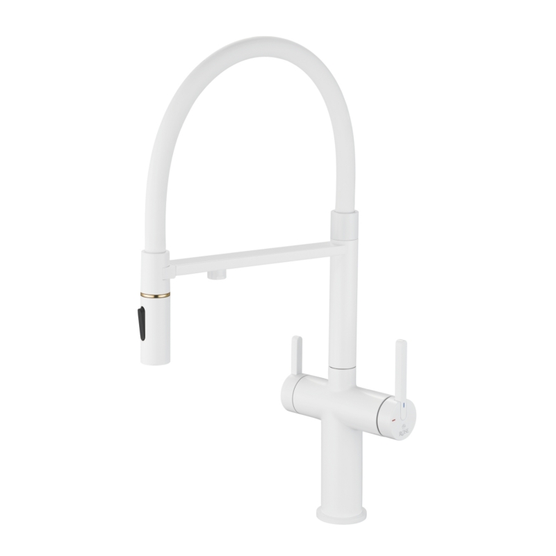 

Смеситель для кухонной мойки Rose R458C белый с подключением фильтра для воды, R458C