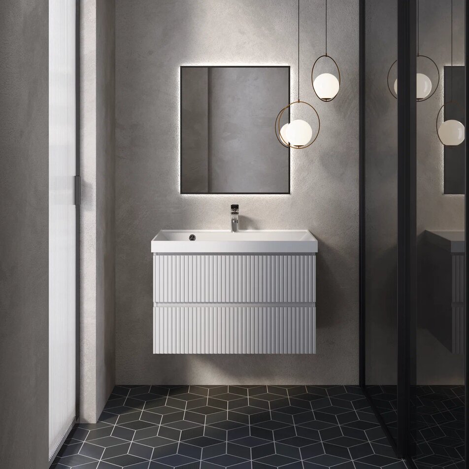 

Мебель для ванной AQUAme S1 80 подвесная, 2 ящика, белый глянец, AQM900180WH