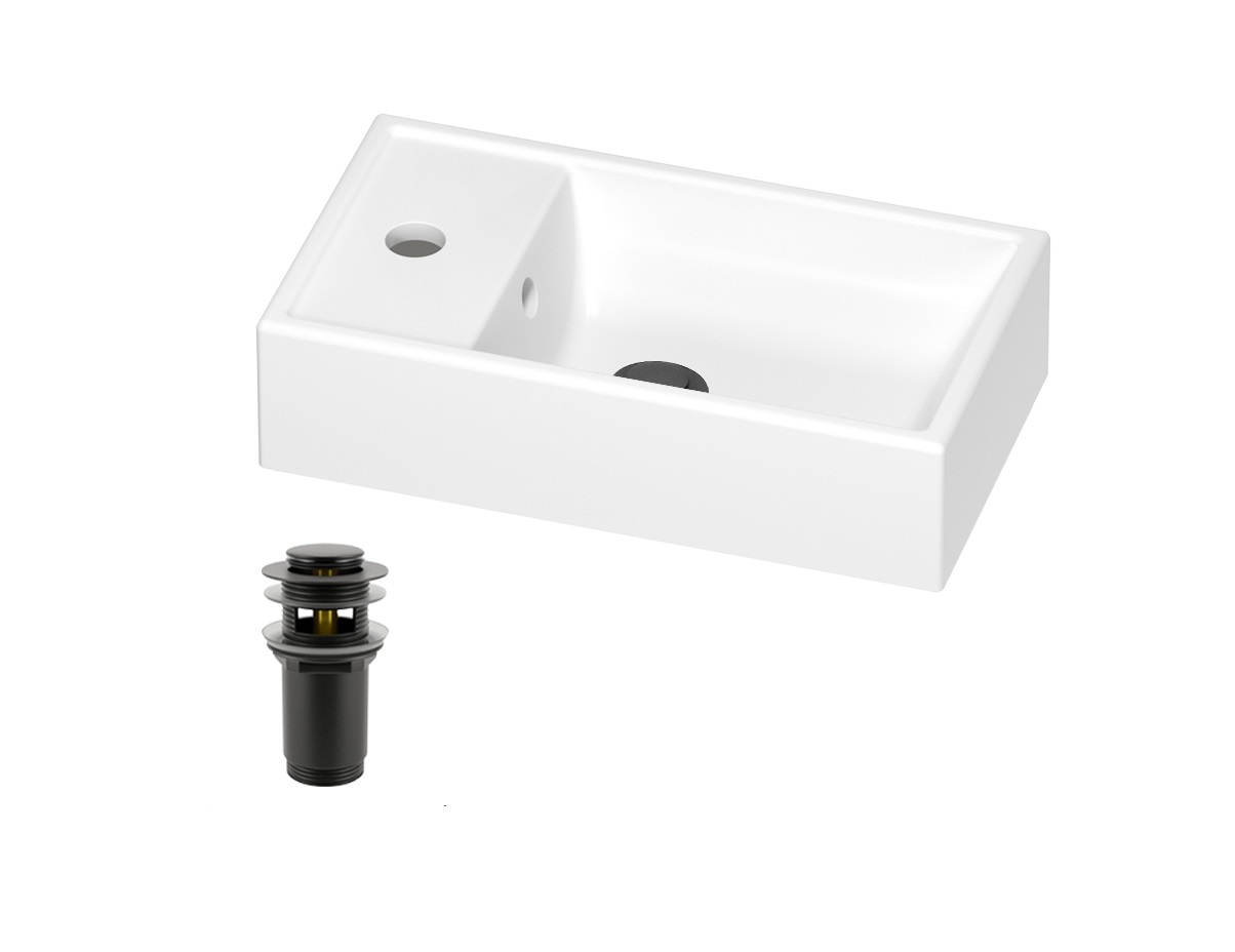 

Раковина Wellsee WC Area 202010488 40х22 с донным клапаном в цвете матовый черный, Белый, 202010488
