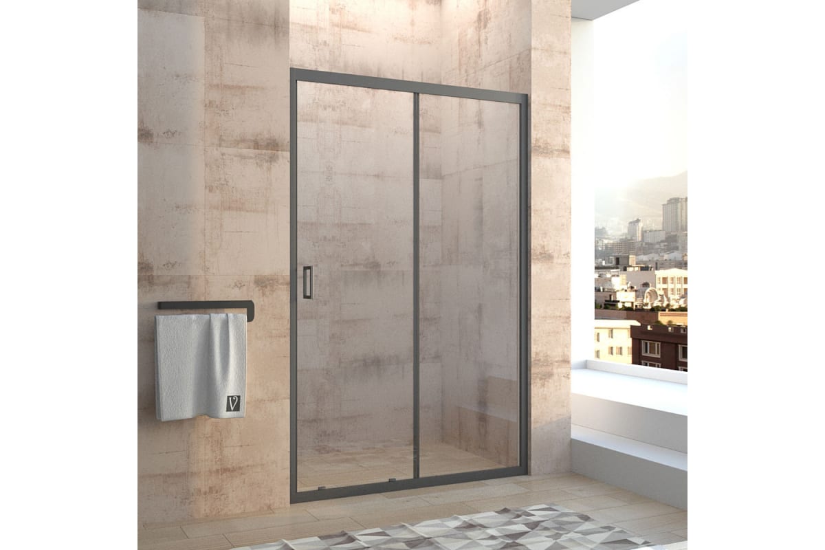 

Душевая дверь в нишу Veconi Vianno VN-40B 140x185 профиль черный, стекло прозрачное, VN40B-140-01-C1
