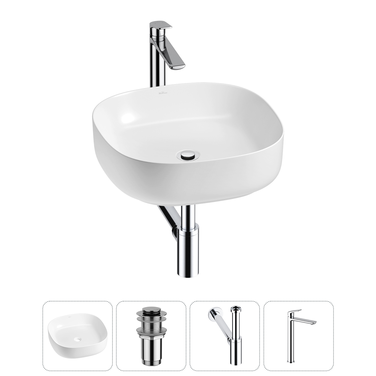 

Раковина накладная Wellsee Belle Spa 3.0 20212697R в наборе 4 в 1, Белый, 20212697R