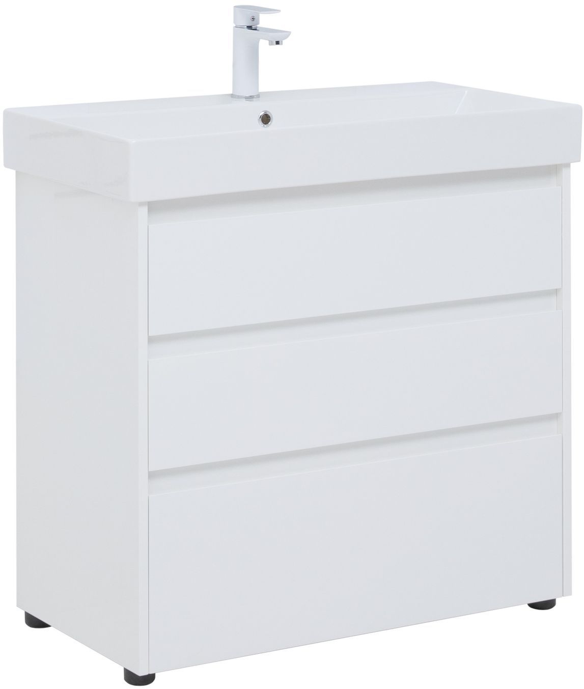 

Тумба с раковиной Aquanet Nova Lite 85 белый глянец, 3 ящика, Nova Lite 85
