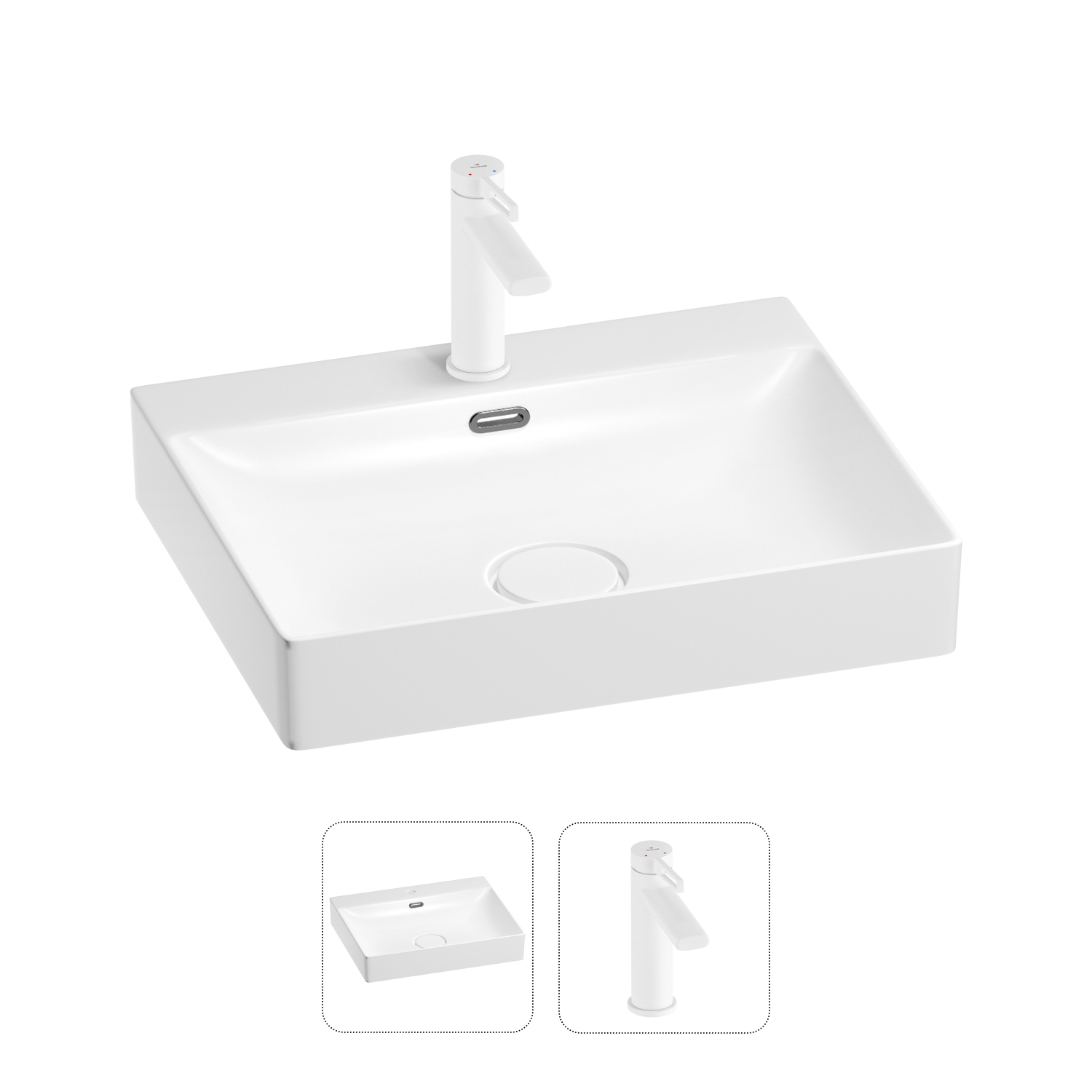 

Раковина для ванной Wellsee DeSire 201000965 в наборе 2 в 1, Белый, 201000965