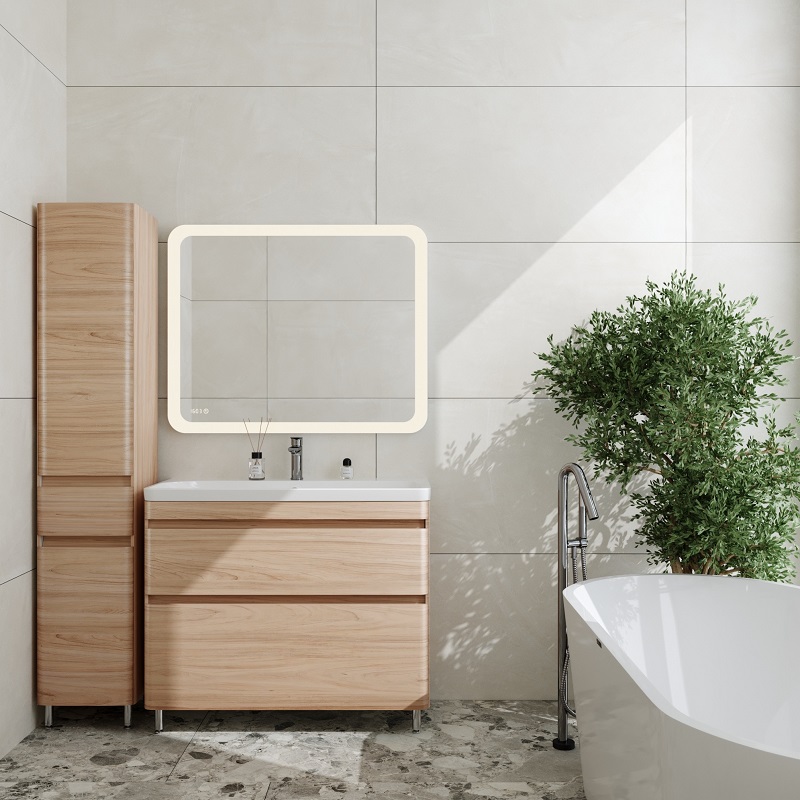 

Мебель для ванной Style Line Атлантика 100 Люкс Plus, напольная, ясень перламутр, Светлое дерево, Атлантика 100