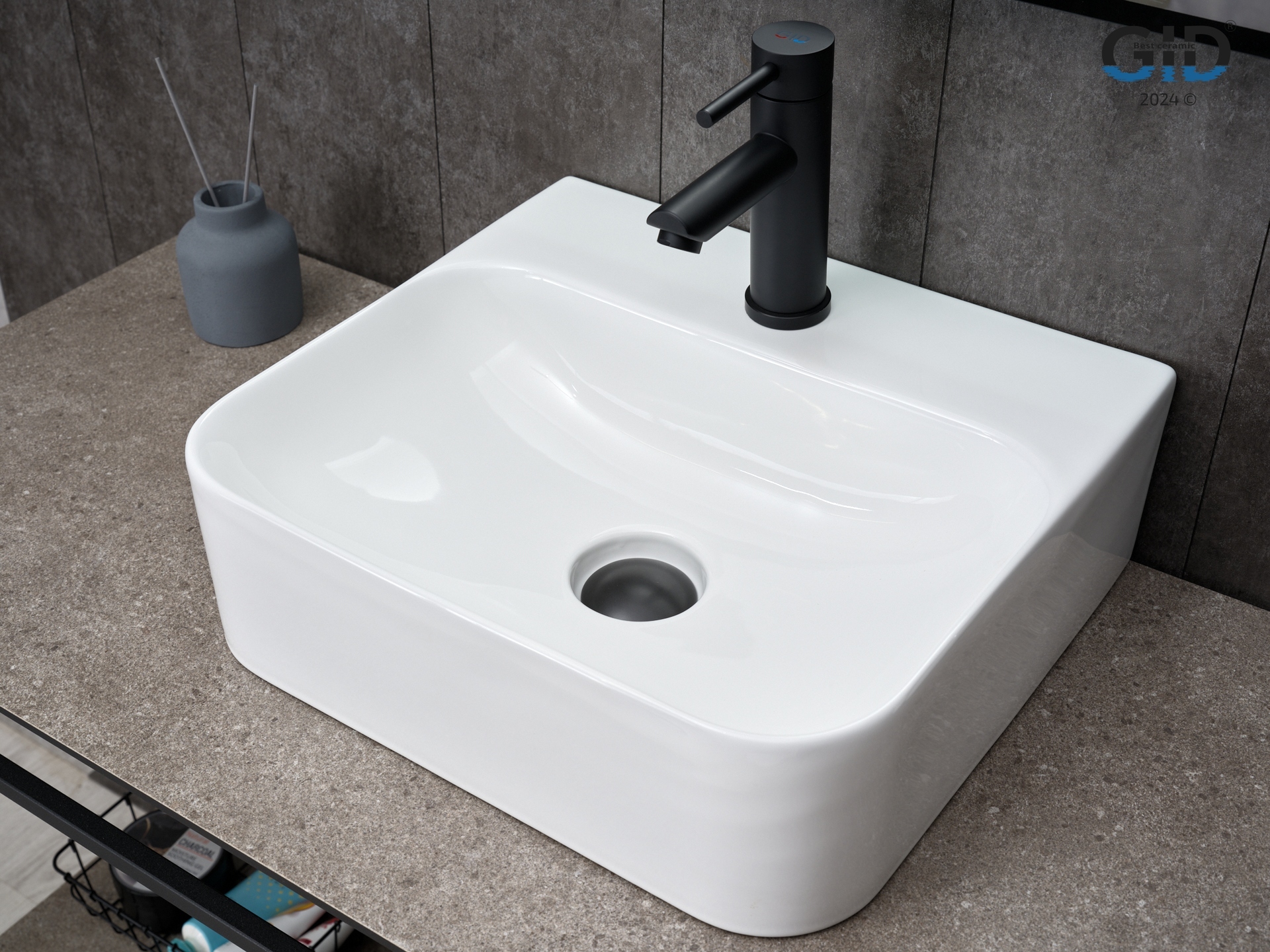 

Раковина Gid Geometrico N9257 накладная 43х39 белая, Белый, Geomtrico N9257