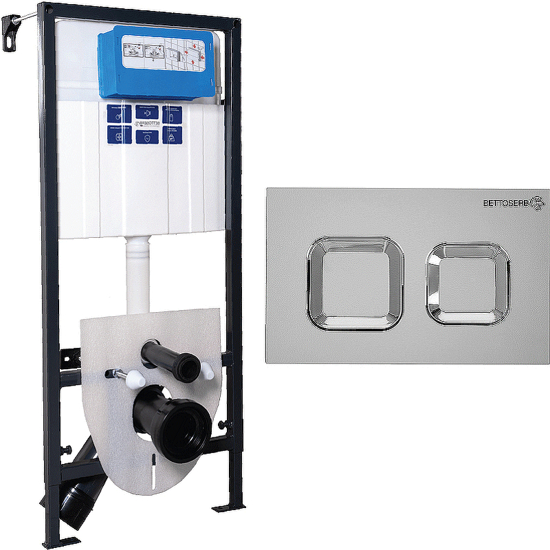 

Инсталляция Bettoserb Sava Fix Slim 40006456 + клавиша Djerma 40006473 хром глянцевый, Черный / белый, 40006456