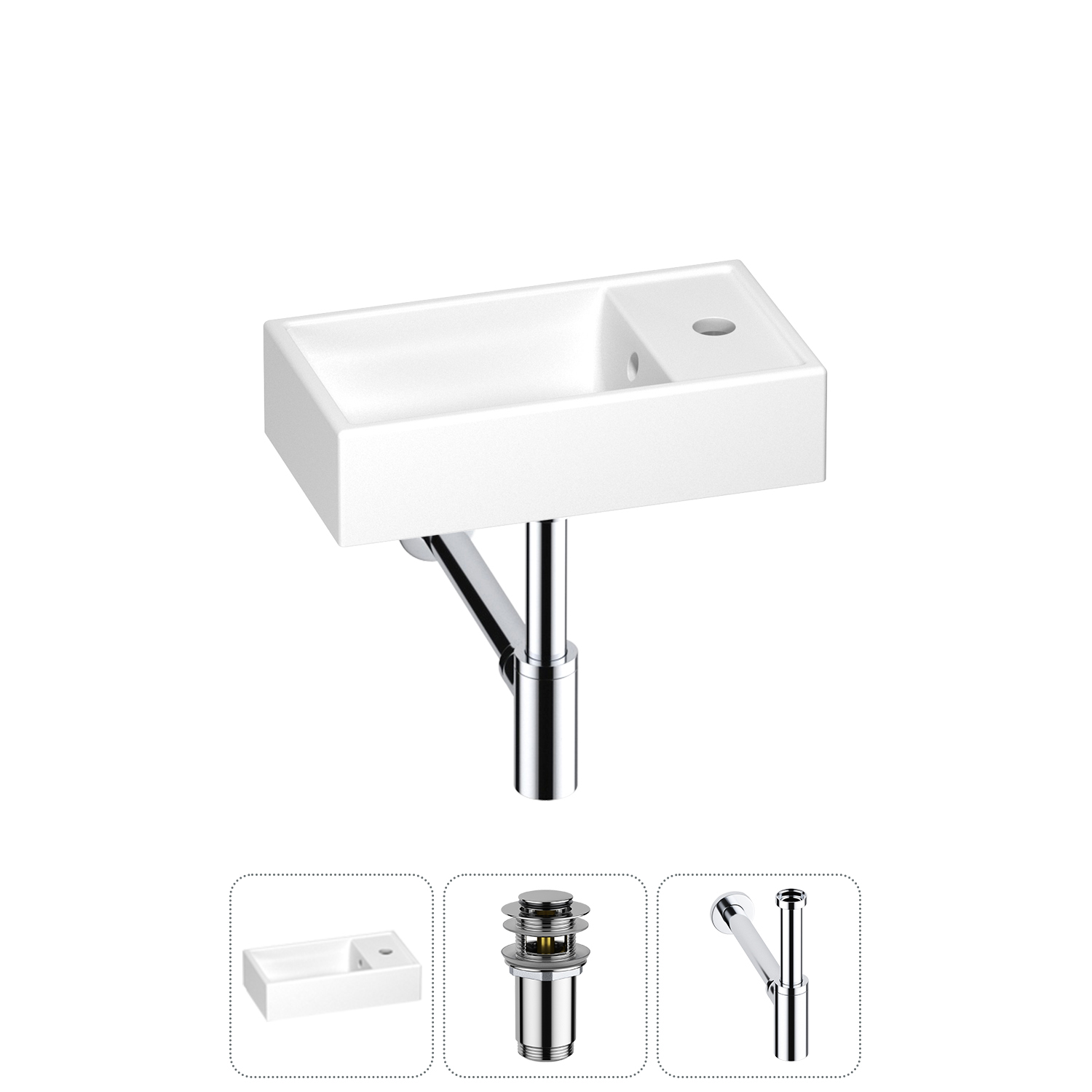 

Раковина Wellsee WC Area 202010459 40х22 с донным клапаном и сифоном (цвет набора хром), Белый, 202010459