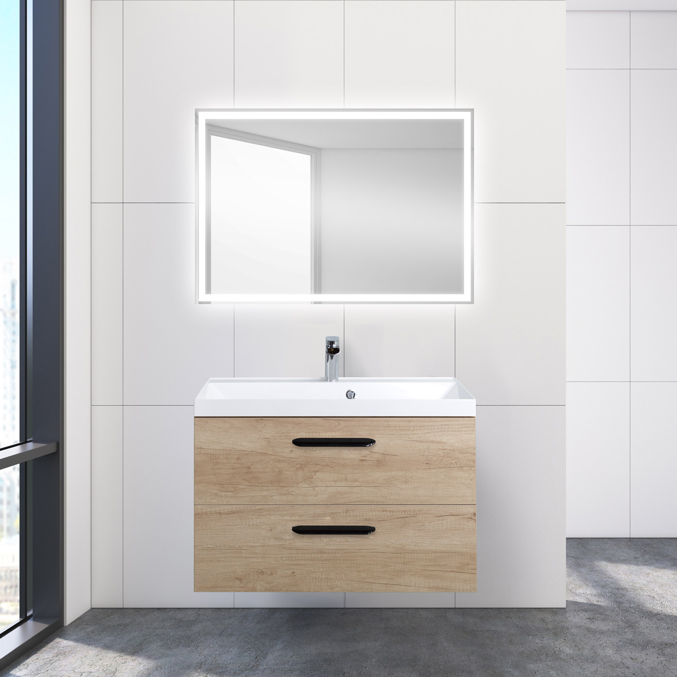 

Мебель для ванной BelBagno Aurora 80 rovere nebrasca nature, Светлое дерево, Aurora 80