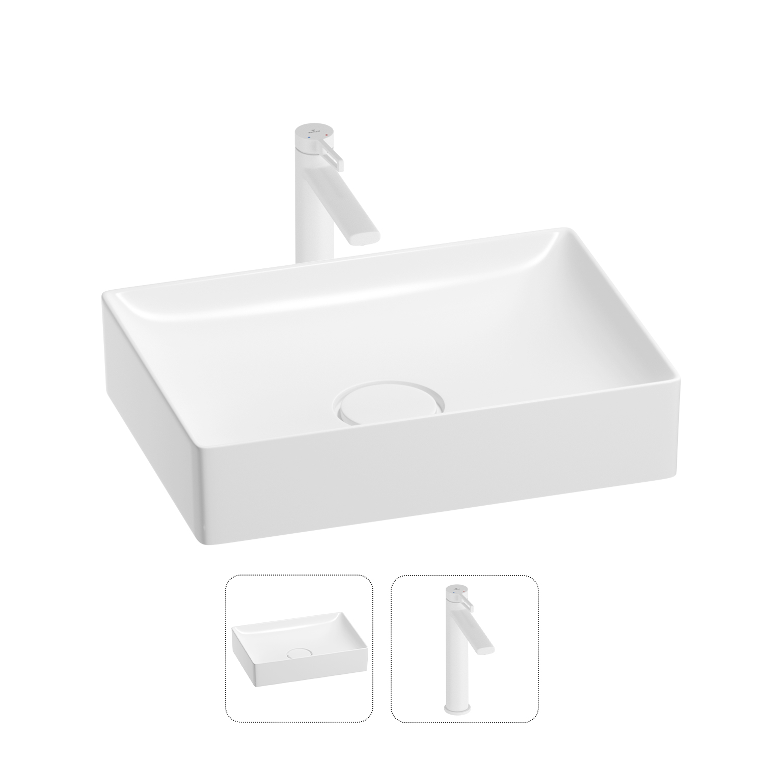 

Раковина для ванной Wellsee Pure BY Wellsee 201000725 в наборе 2 в 1, Белый, 201000725