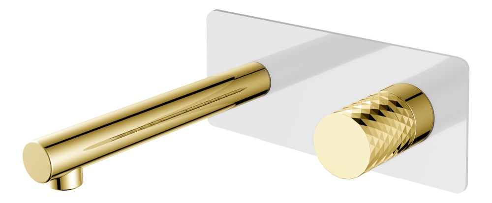 

Смеситель для раковины Boheme Stick 125-WG с внутренней частью, белый, золото diamond, Stick 125-WG
