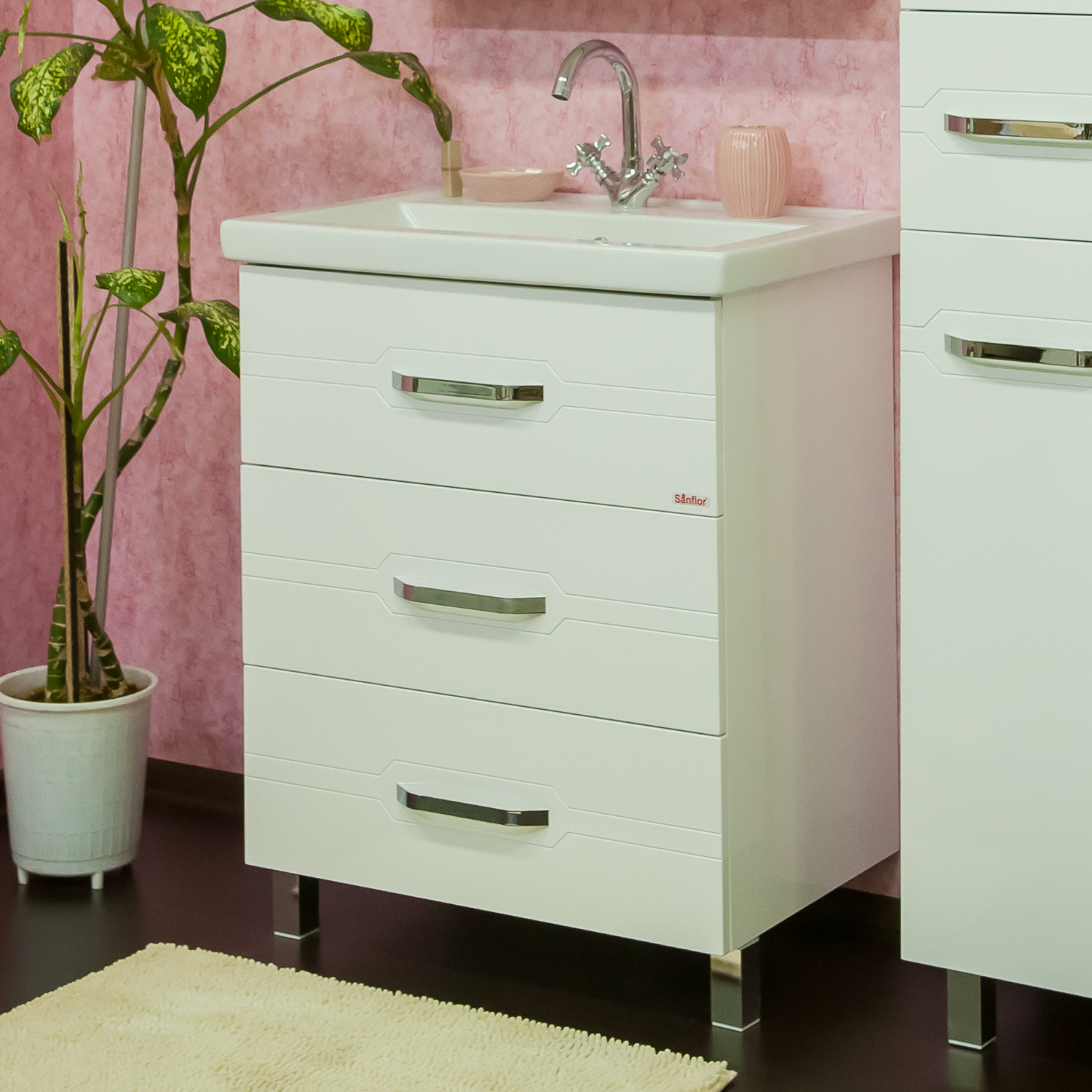 

Тумба с раковиной Sanflor Анкона 60, Белый, Анкона 60