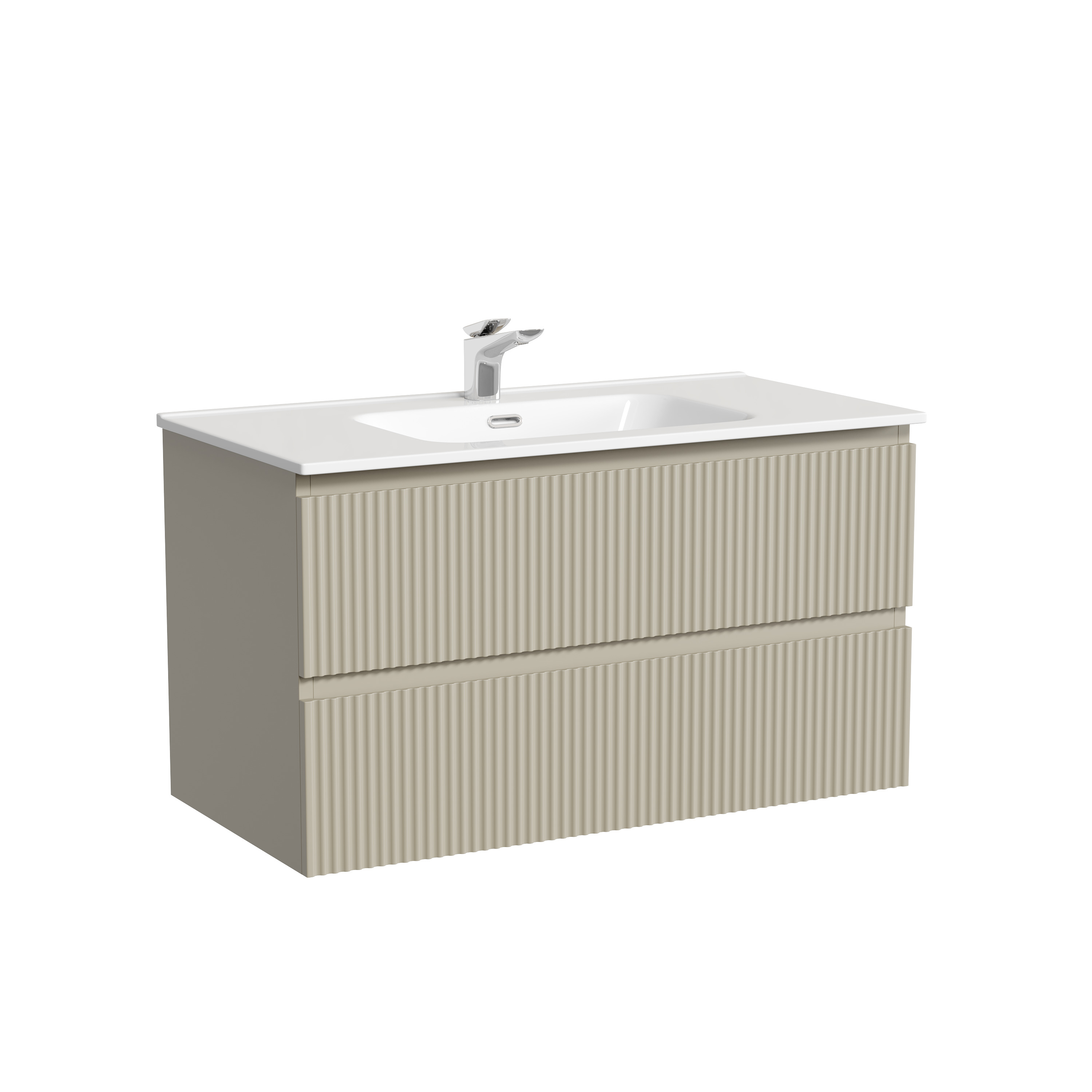 

Тумба с раковиной Sancos Snob R 90 подвесная, 2 ящика, Beige Soft (раковина CN7002), Бежевый матовый, SNR90CE