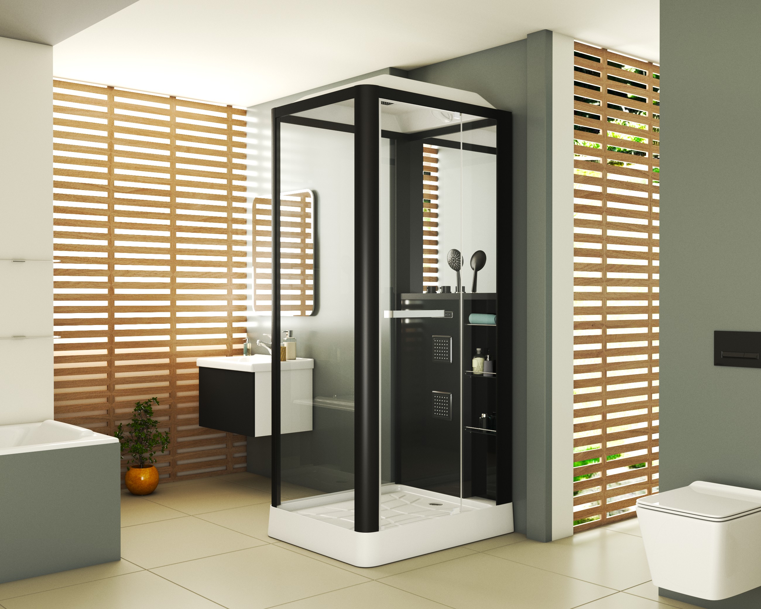 

Душевая кабина Grossman GR222 80x100x225 черная, GR222