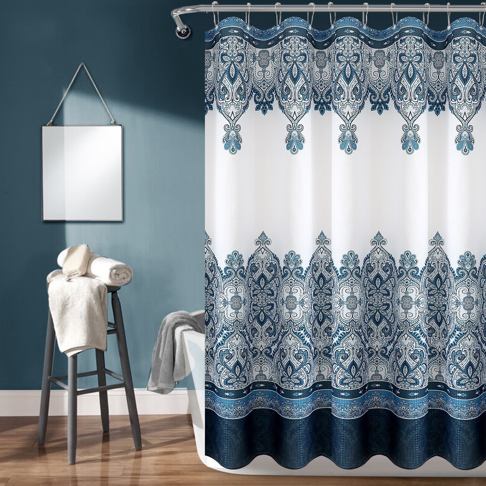 

Штора для ванной Carnation Home Fashions Ahura Blue 183х213, Синий, AHA213BLU