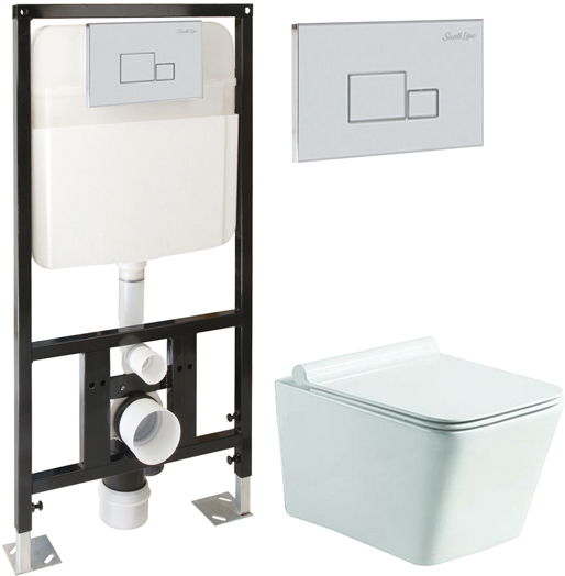 

Комплект SantiLine SL-5007+SL-01 унитаз подвесной, безободковый, сиденье микролифт + инсталляция с кнопкой, Белый
