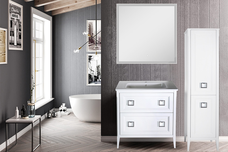 

Мебель для ванной ASB-Woodline Рома 80Н напольная, белая, Белый, 80Н