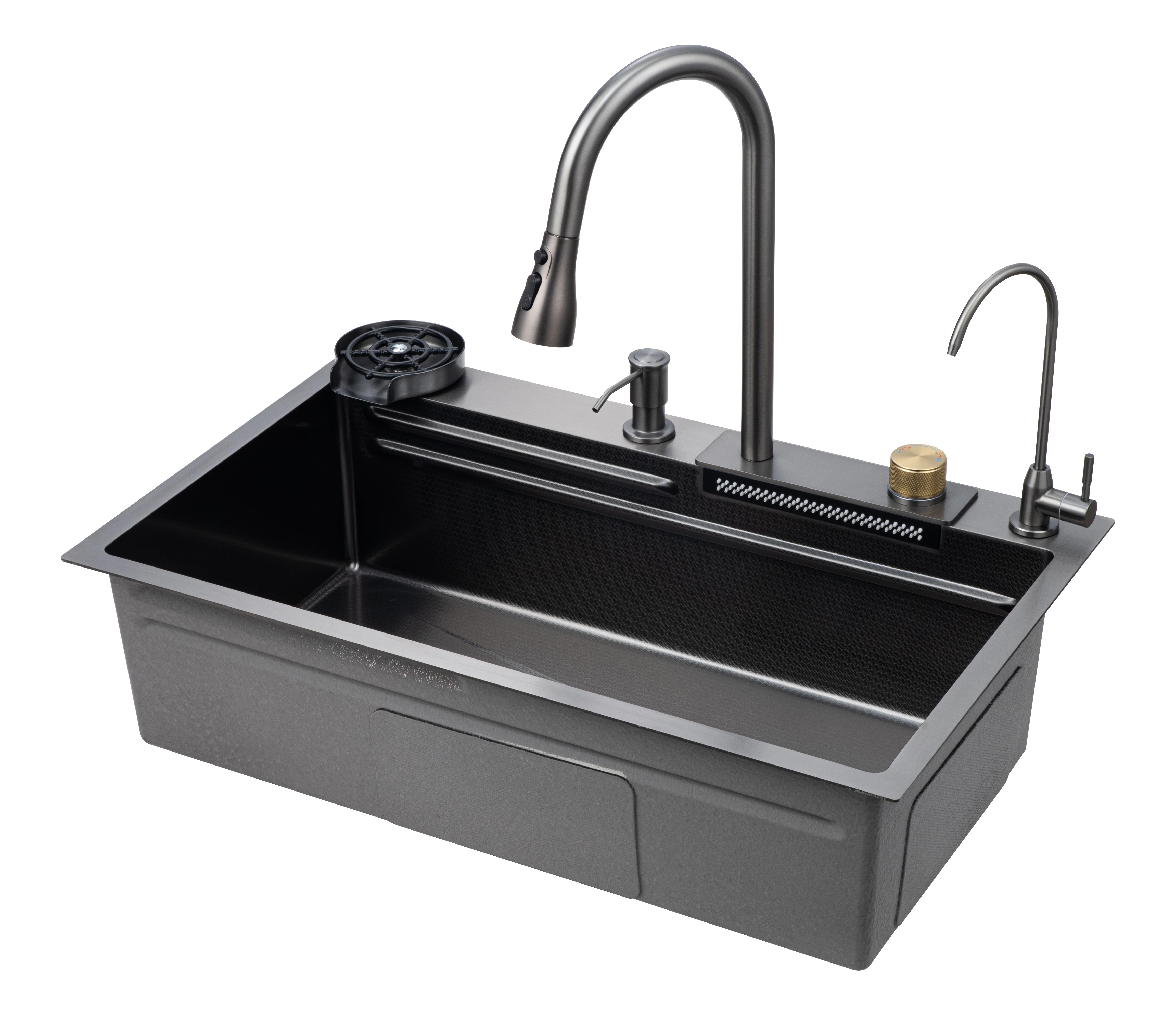 

Мойка кухонная Savol S-SC003Q многофункциональная, с водопадом, графит, S-SC003Q