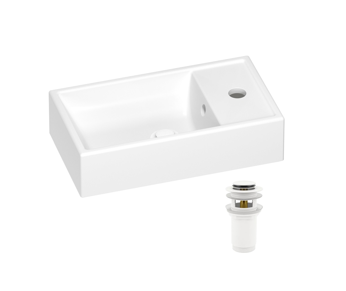 

Раковина Wellsee WC Area 202010458 40х22 с донным клапаном в цвете матовый белый, 202010458