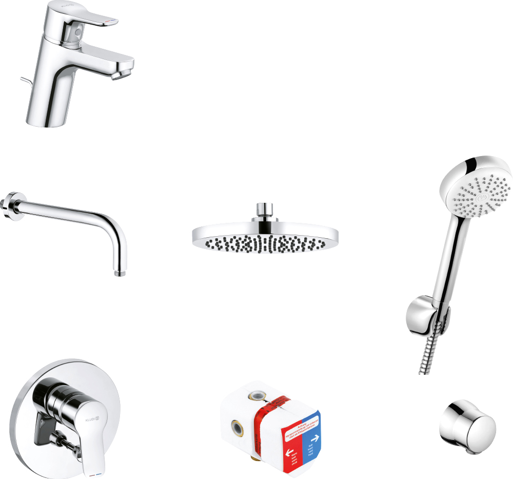 

Душевой комплект Kludi Pure&Easy 376300565 С ВНУТРЕННЕЙ ЧАСТЬЮ, Хром