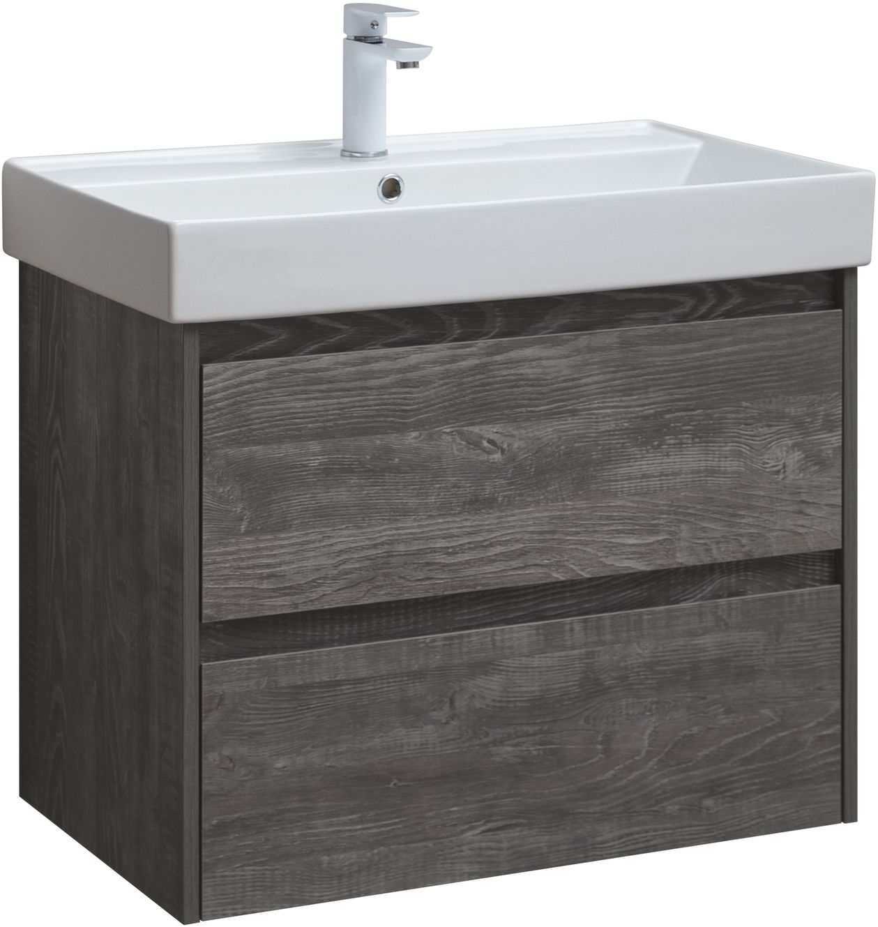 

Тумба с раковиной Aquanet Nova Lite 75 дуб серый, 2 ящика, Темное дерево, Nova Lite 75
