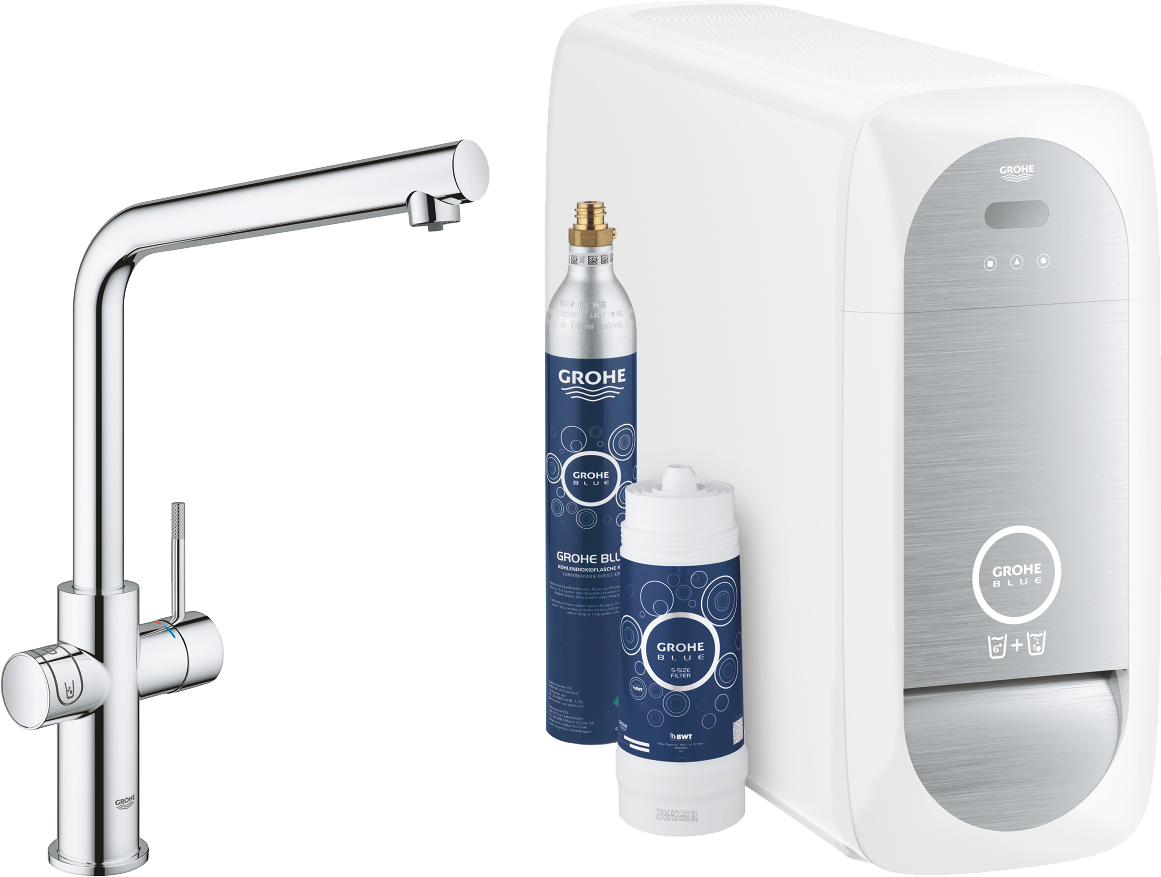 

Смеситель для кухонной мойки Grohe Blue Home 31454000 с фильтром и охладителем-карбон, Хром, Blue Home 31454000