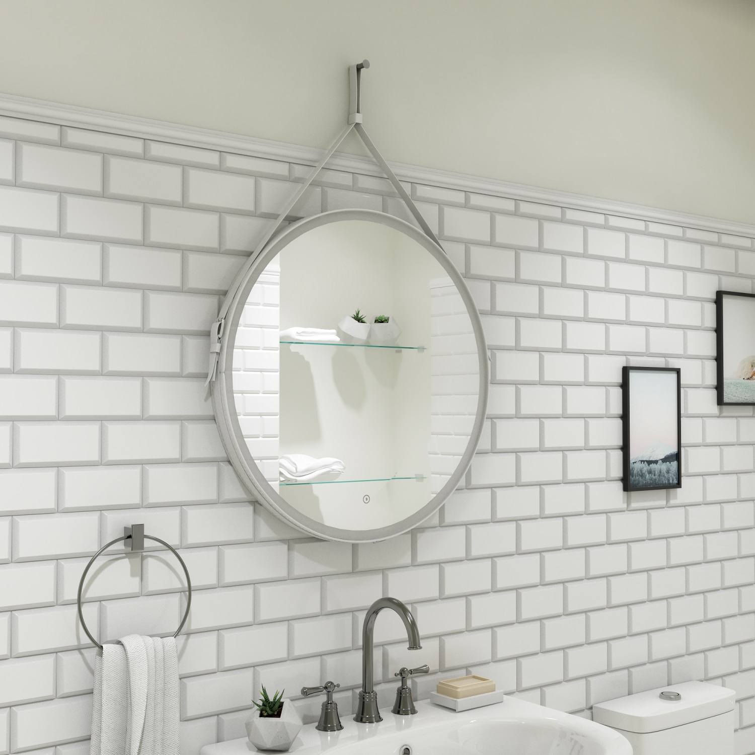 

Зеркало Art&Max Milan AM-Mil-800-DS-F белый ремень, Milan AM-Mil-800-DS-F