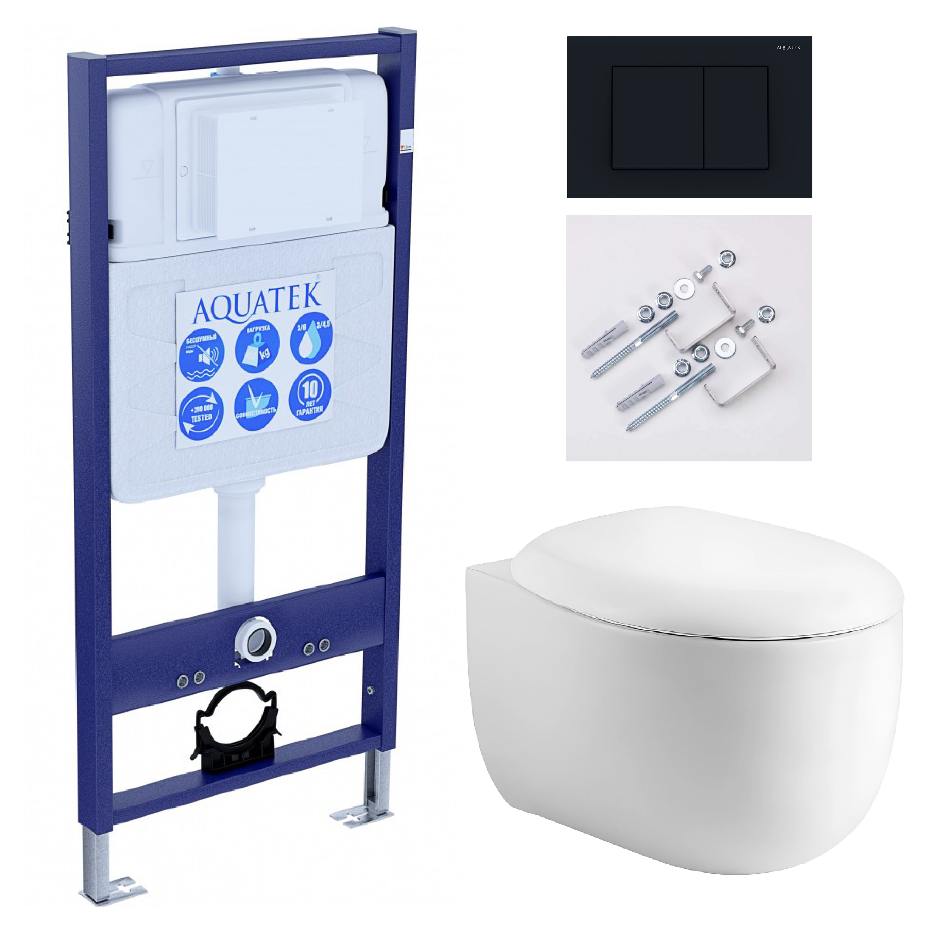 

Комплект инсталляция Aquatek Standart INS-0000012 + унитаз Альтаир AQ1980-00 + кнопка KDI-0000012 + комплект креплений, Белый, SET AQUATEK АЛЬТАИР cm-012 4в1