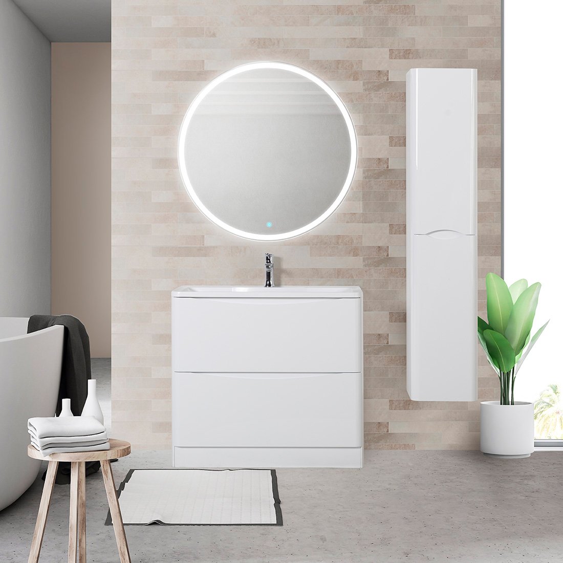 

Мебель для ванной BelBagno Acqua 80 напольная, bianco lucido