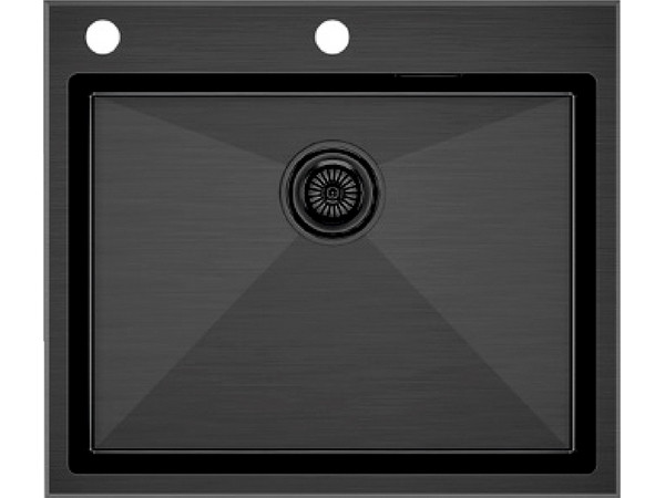 

Мойка кухонная Paulmark BRIM-EDGE PM775951-GM 59х51 см, вороненая сталь, PM775951-GM