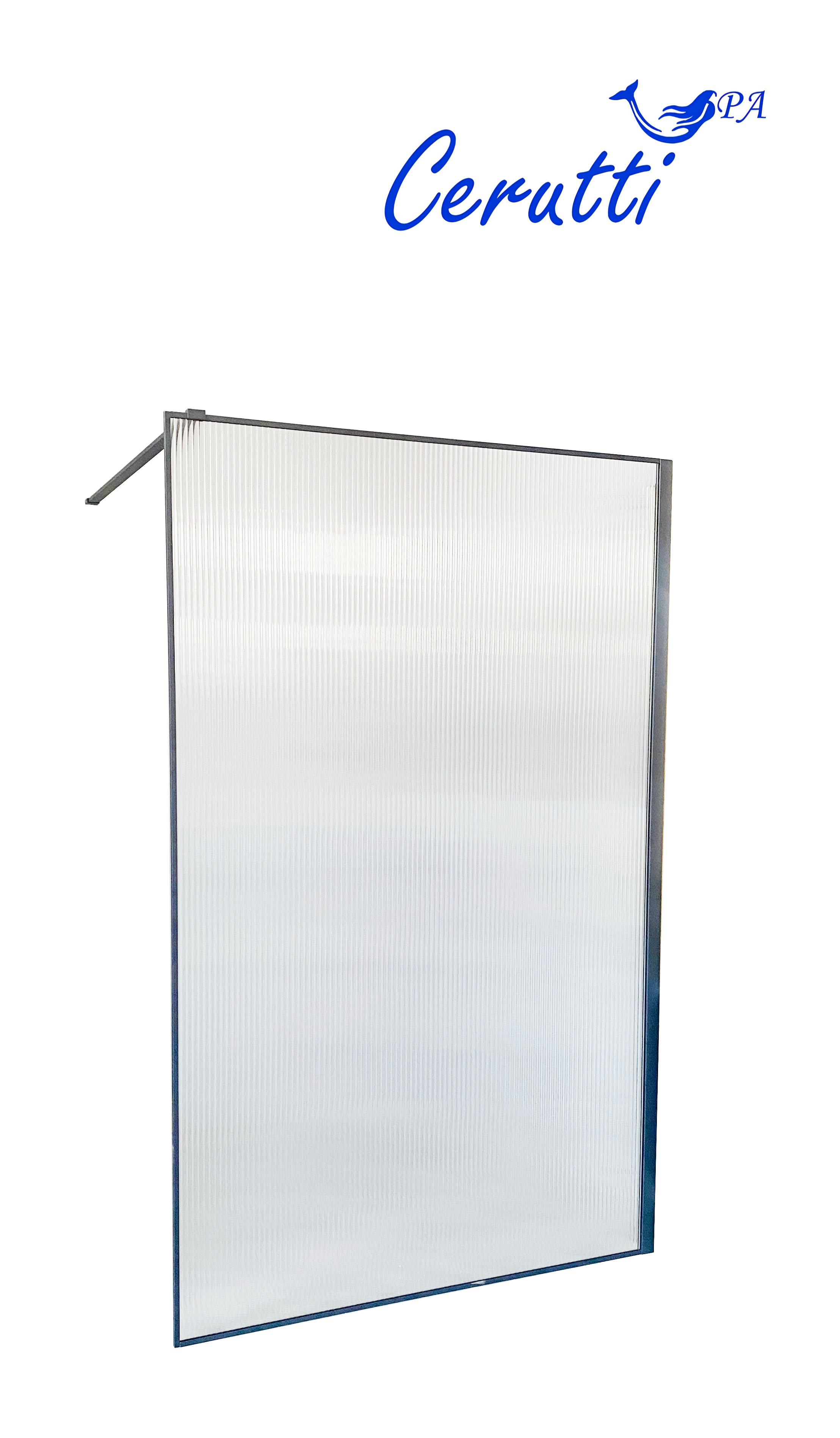 

Душевая перегородка Ceruttispa STRIP T120 120х190 см, профиль черный, стекло рифленое, STRIP T120